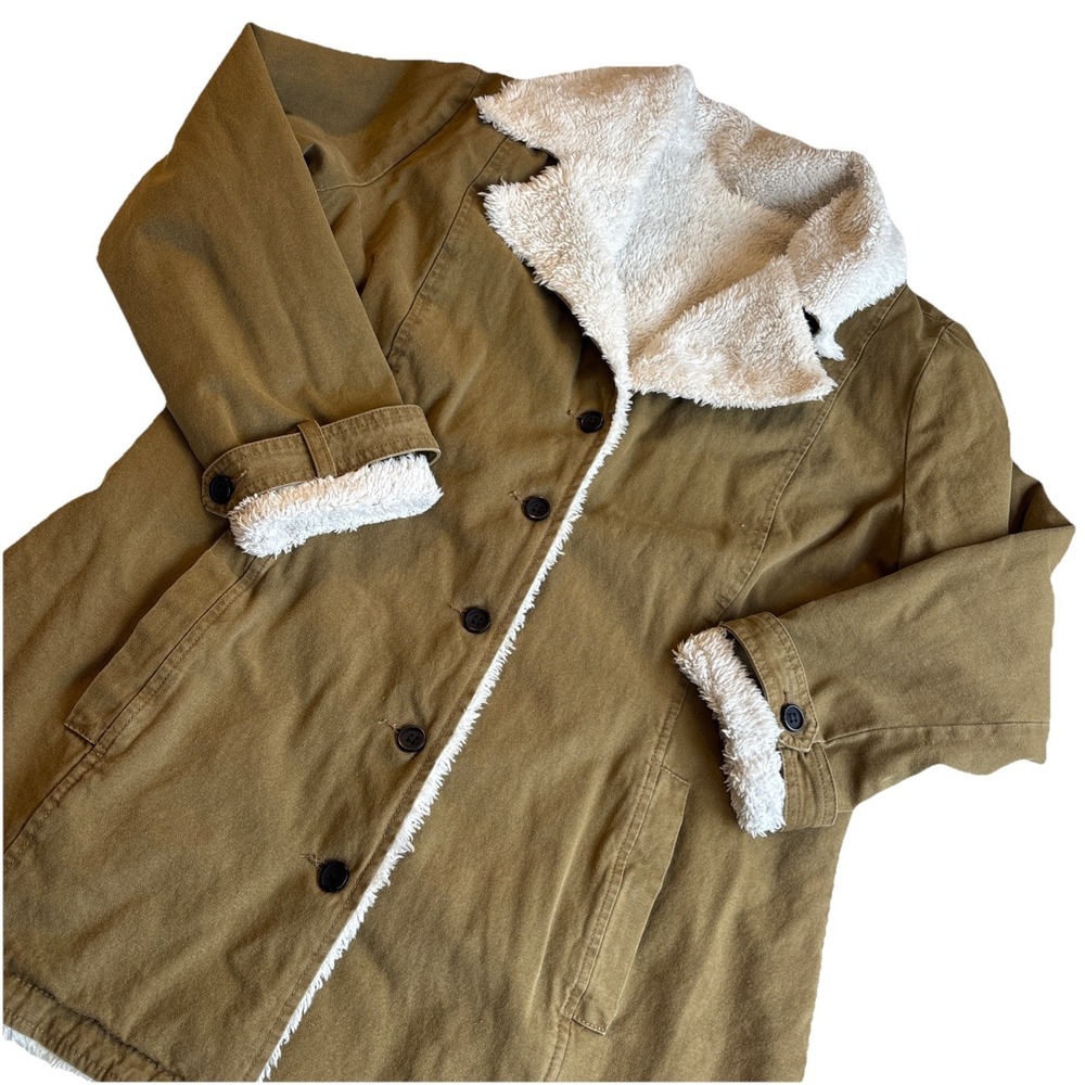 Sherpa Lined Fleece Canvas Barn Chore Jacket Coat Women's XL